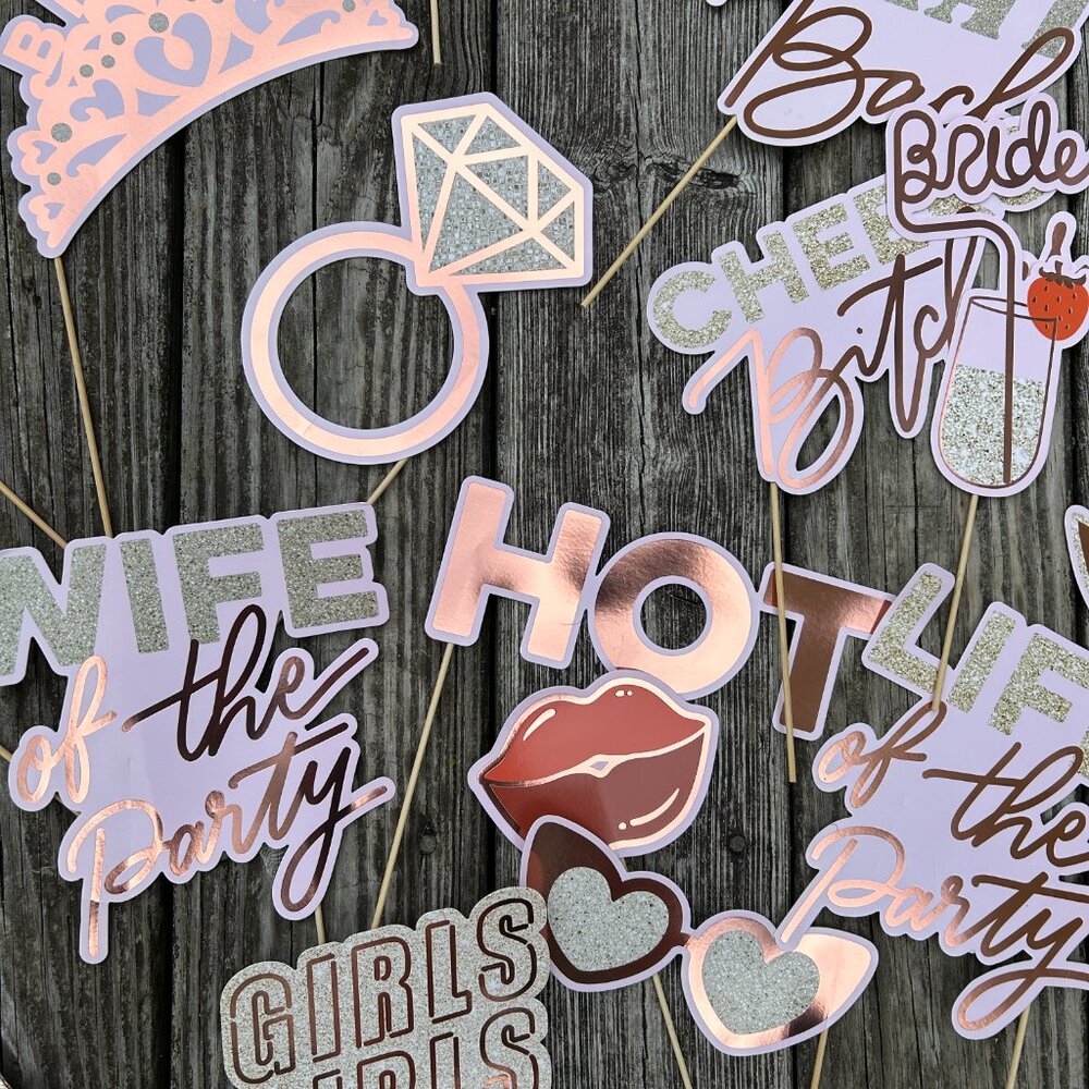 Bachelorette party photo booth supplies